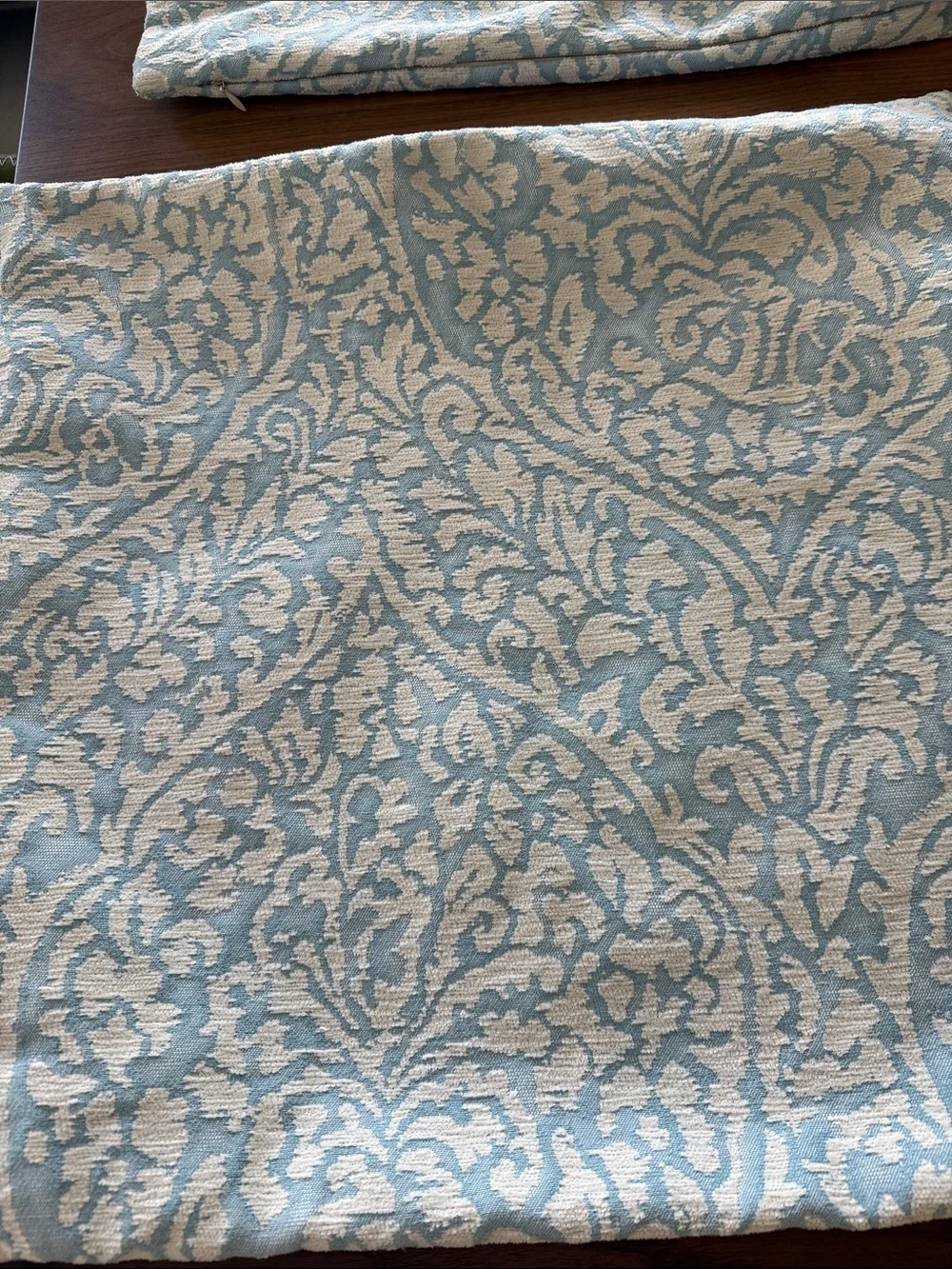 Decorative Blue and White Scroll Accent Pillow Cover